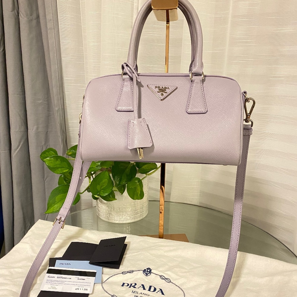 Authentic Prada saffiano top handle bag in lilac